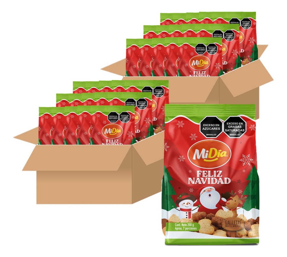 Galletas Dulce Feliz Navidad Mi Día 200 g X 32 Uds